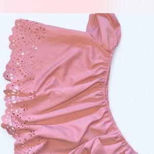 SHEIN Pink Eyelet Off-Shoulder Top